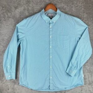 Calvin Klein Shirt Mens Size XL Light Blue Gingham Plaid Long Sleeve Button Down